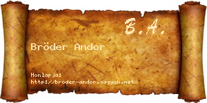 Bröder Andor névjegykártya